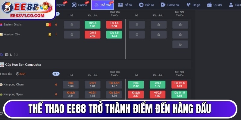Thể thao EE88 đang trở thành điểm đến hàng đầu